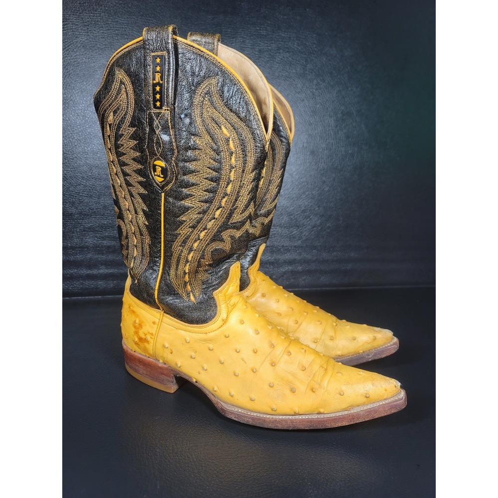 Vintage Sinaloa Ostrich Leather Cowboy Boots Mens Size 11 Mexican JR BOOTS
